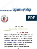 Certificate: Student Database" Mr. Sandeep Singh Chauhan