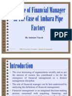 The Role of Financial Manager in The Case of Amhara Pipe Factory