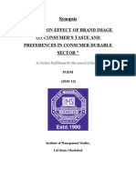 Synopsis: "A Study On Effect of Brand Image On Consumer'S Taste and Preferences in Consumer Durable Sector "