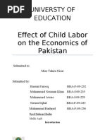 Effect of Child Labor On The Economics of Pakistan