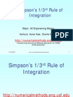 Simpson's 1/3 Rule of Integration: Major: All Engineering Majors Authors: Autar Kaw, Charlie Barker