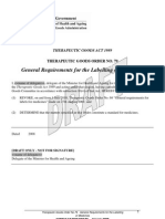 General Requirements For The Labelling of Medicines: Therapeutic Goods Act 1989