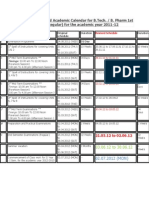JNTUH Revised Academic Calendar For B.tech. B. Pharm 1st Year (Regular) For The Academic Year 2011-12