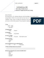 Oral Health Survey 2002: Appendix 1