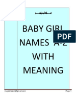 Baby Girl Names A-Z With Meaning