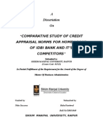 Comparative Study of Credit Appraisal Norms For Home Loans of Idbi Bank and It's Competitors