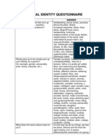 Completed Cultural Identity Questionnaires