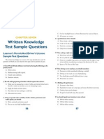 Drivers Manual Sample Test Questions