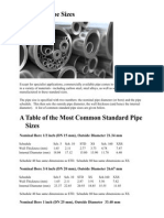 Standard Pipe Sizes