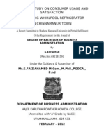 A Market Study On Consumer Usage and Satisfaction Regarding Whirlpool Refrigerator in Chinnamanur Town