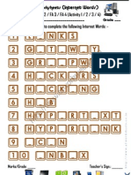 Computer Worksheets - Missing Vowels 6 (Internet Words)