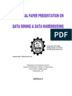 Data Mining and Data Warehousing