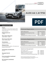 Audi A4 1.8 Tfsi: Technical Data