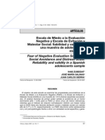 Escala en Español Del Miedo A La Evaluacion Negativa