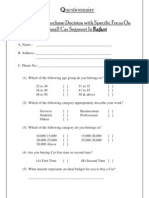 Questionnaire On Consumer Perception About Small Car