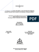 A Study On Consumer Perception As The Pre-Purchase Behavior Towards Personal Care Products in The Markets of Durg and Bhilai