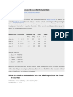 Concrete Proportion and Concrete Mixture Ratio