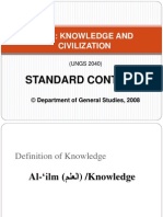 Islam: Knowledge and Civilization: Standard Contents