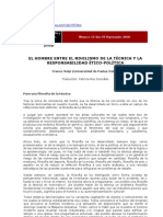 VOLPI Franco - El Hombre Entre El Nihilismo de La Tecnica y La Responsabilidad Etico-Politica