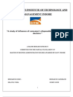 A Study of Influence of Consumer's Disposable Income On Buying Decision