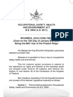 Thai Occupational Safety, Health and Environment Act B.E. 2554 (A.d. 2011)