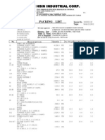 Tah Hsin Industrial Corp.: Packing List