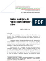 Lukács A Categoria de Sujeito e Objeto Idêntico