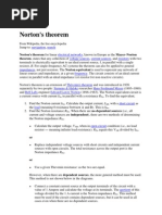 Norton's Theorem: Navigation Search Electrical Networks Voltage Sources Current Sources Resistors