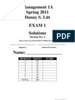 Accounting 1A Exam 1 - Spring 2011 - Section 1 - Solutions