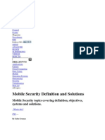 Mobile Security Topics Covering Definition, Objectives, Systems and Solutions