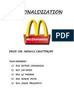 Mcdonaldization: Prof: Dr. Monali Chatterjee