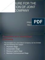 Procedure For Formation of Joint Stock Company