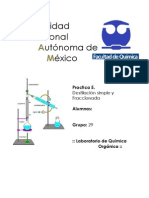 Practica 5 Orgánica Destilación Simple y Fraccionada