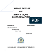 Seminar Report ON Ethics in Job Discrimination: School of Management Studies