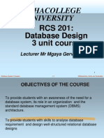 Ruahacollege University: RCS 201: Database Design 3 Unit Course