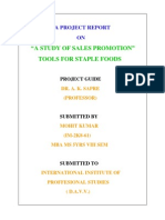 "A Study of Sales Promotion" Tools For Staple Foods: A Project Report ON