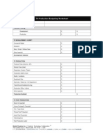 TV Production Budgeting Worksheet