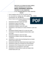 List of Experiments For Environmental Engg. Laboratory