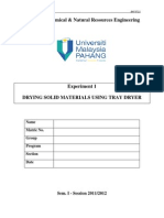 Exp. 1 Drying Solid Material Using Tray Dryer Unit