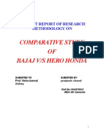 Comparative Study OF Bajaj V/S Hero Honda: Project Report of Research Methodology On