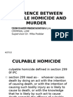 Difference Between Culpable Homicide and Murder