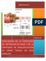 Evaluacion de La Capacidad de Retencion de Agua y de La Capacidad de Emulsificación en Carne Fresca en Dos Especies