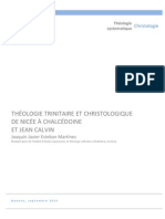 Théologie Trinitaire Et Christologique de Nicée À Chalcédoine Et Jean Calvin