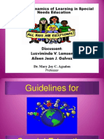 MSE 109: Dynamics of Learning in Special Needs Education: Discussant: Luzviminda V. Lamsen Aileen Jean J. Galvez