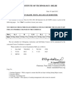 Indian Institute of Technology: Delhi: Schedule of Major Tests, 2011-2012 (Ii Semester)