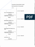 CyberFone Systems, LLC v. Cellco Partnership, Et Al., C.A. Nos. 11-827-SLR Through 11-835-SLR (D. Del. Apr. 30, 2012) .