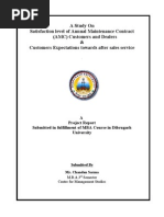 A Study On Satisfaction Level of Annual Maintenance Contract (AMC) Customers and Dealers & Customers Expectations Towards After Sales Service