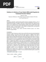 (36-49) Solution of A Subclass of Lane Emden Differential Equation by Variational Iteration Method