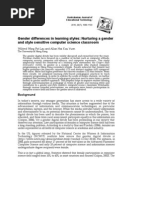 Gender Differences in Learning Styles: Nurturing A Gender and Style Sensitive Computer Science Classroom