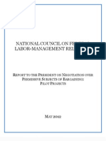 National Council On Federal Labor-Management Relations: Report To The President On Negotiation Over Permissive Subjects of Bargaining: Pilot Projects